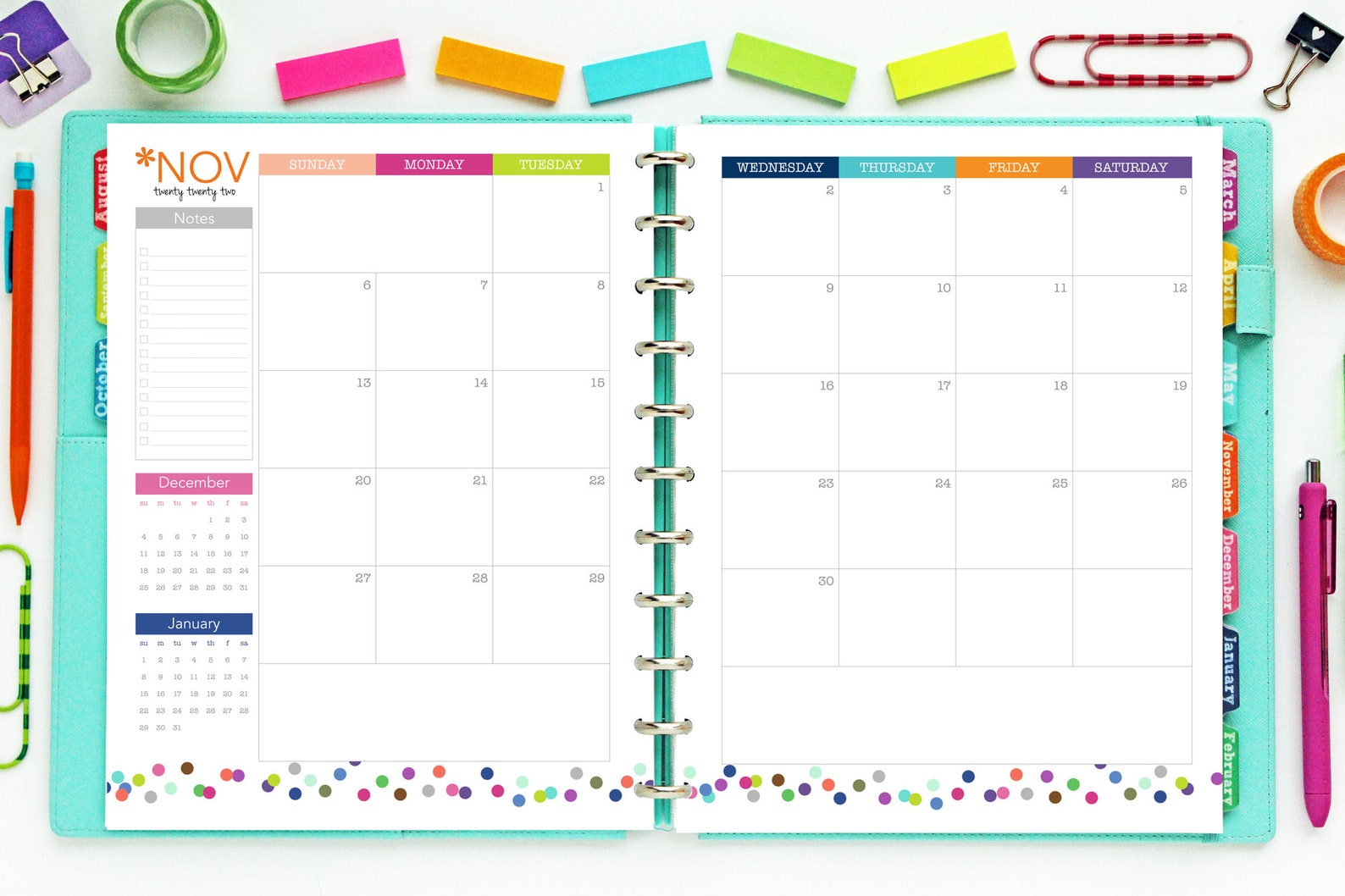 2022 Daily Planner // Printable Planner Inserts PDF Download Etsy