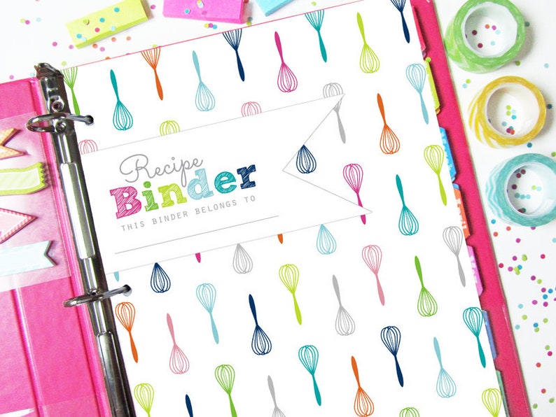 Recipe Binder Template EDITABLE Bundle, Personalized, Printable PDF, Colorful, Cover plus Dividers, 3 Ring, Bridal Shower Gift, Organizer image 7