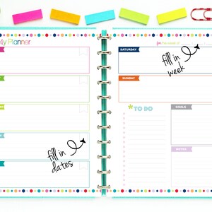 UNDATED Weekly Planner Printable, Confetti Dot INSTANT DOWNLOAD A5 and Letter Size image 4