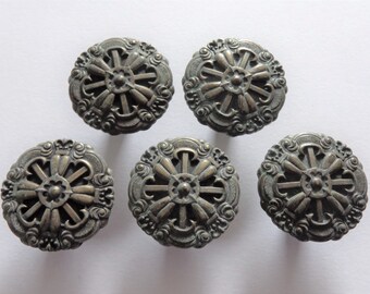 Antique Bronze Brass Knobs Small Round Outline Design 7 Etsy