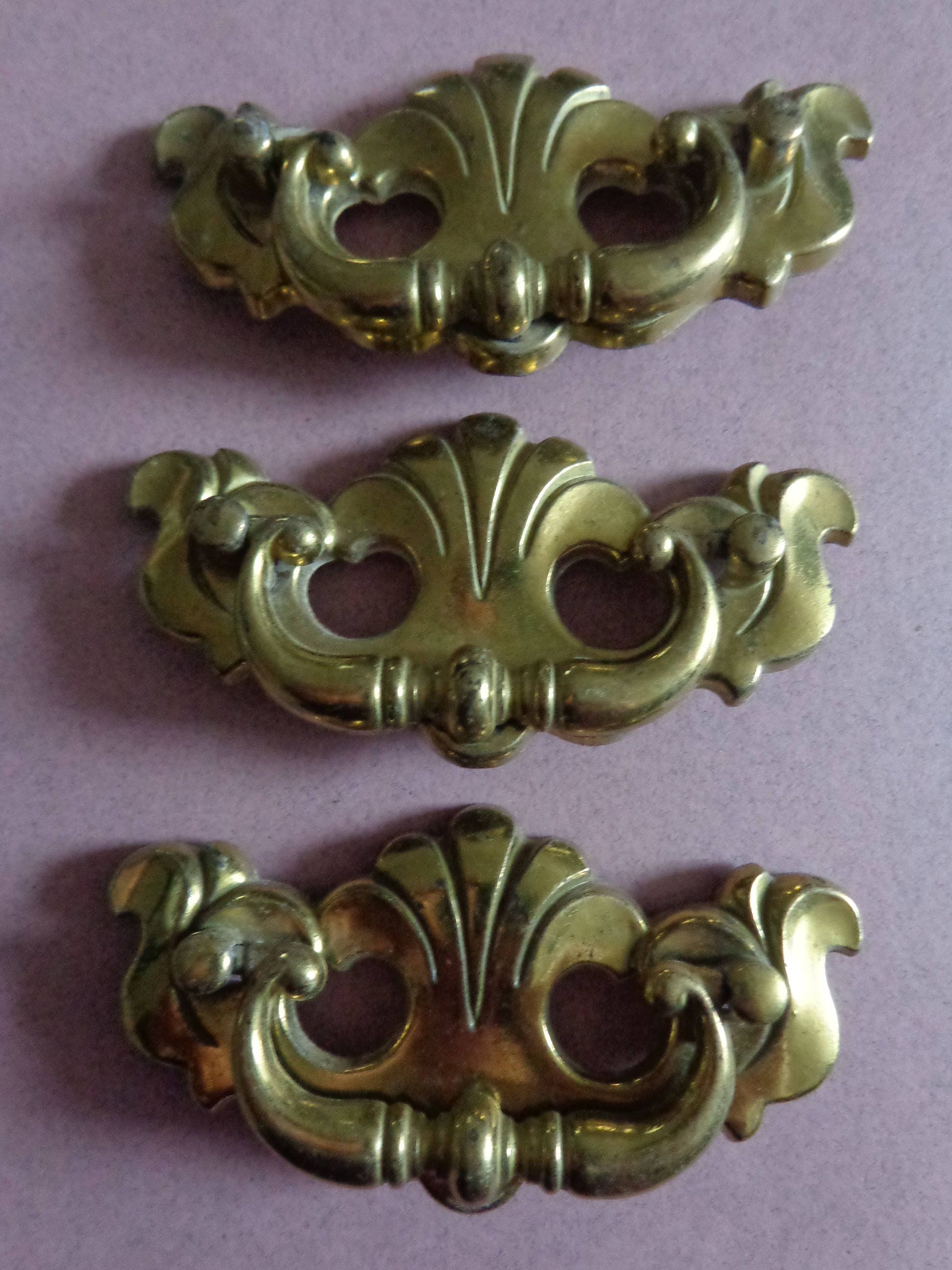 Traditional Antique Brass Drop Pulls 3 handles pulls Etsy