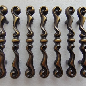 3 inch CTC Cabinet Pulls, 7 Antique Brass Handles Vintage Hardware