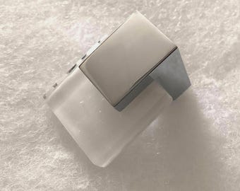 Modern Cabinet Knobs Fused Glass & Chrome Sietto Hardware