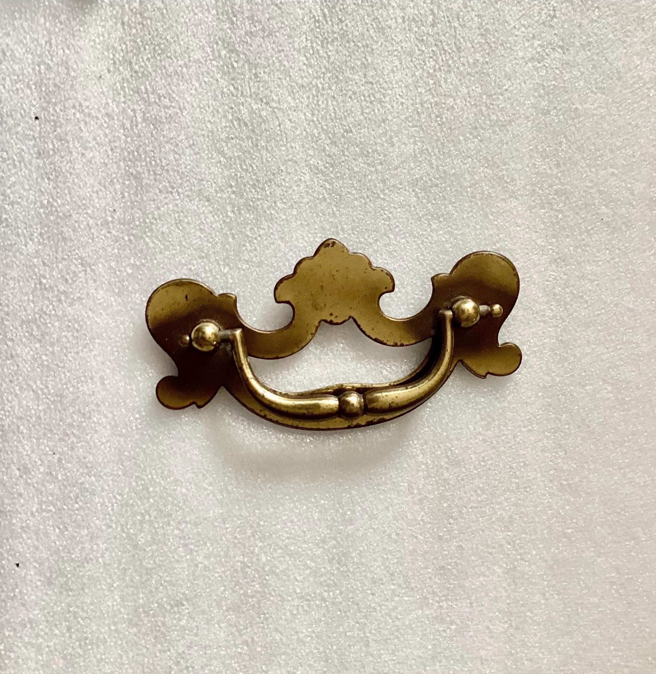 Antique Brass Vintage Hardware, 1 Replacement Dresser Pull 3 inch Centers