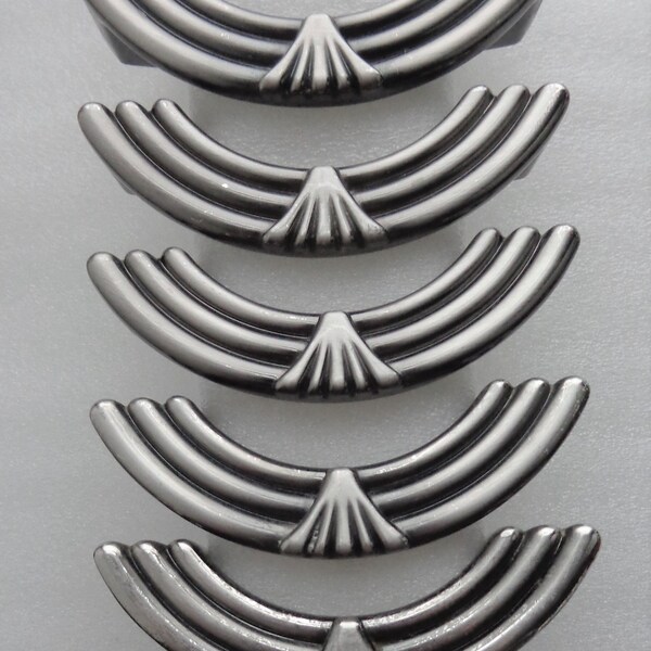 Vintage Art Deco Handles - Pulls, Dual Holes, 3 in And 3.75 in Centers, 5 Antique Silver Pull - Handle, Amerock Hardware 1820