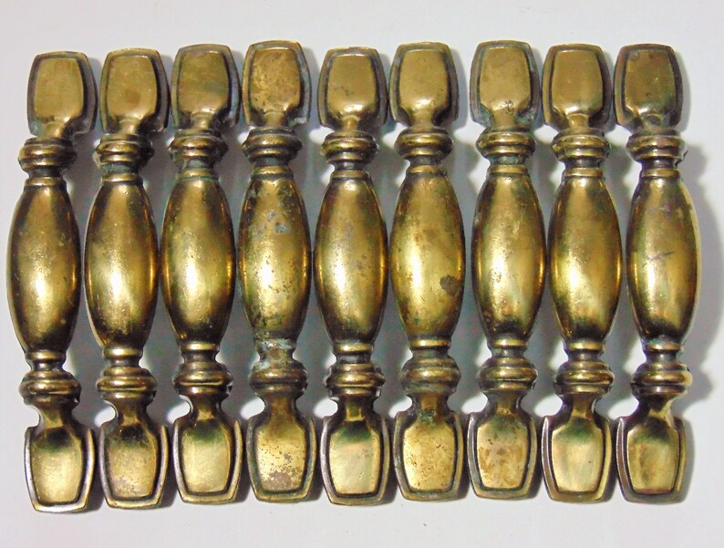 Vintage Gold Pulls 9 Antique Brass Kbc Dresser Cabinet Etsy