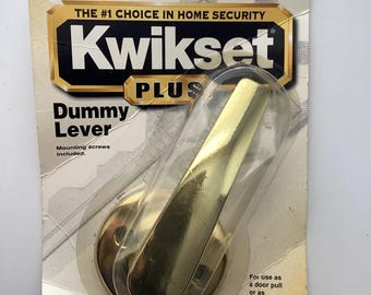 Vintage Kwikset Antique Brass Dummy Lever Door Knob Brass finish NOS