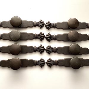 Modern Plain Bronze Knobs & Back Plates Cabinet Drawer Hardware Set of 8