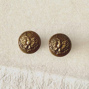 2 Small American Eagle Drawer Knobs, Vintage Antique Brass Hardware