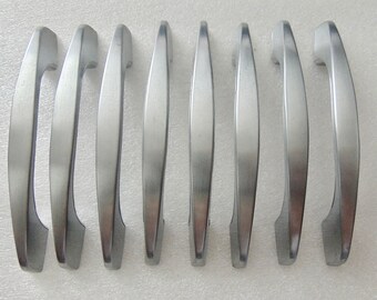 Vintage 8 Silver Metal Pulls, 3.75 in Centers Cabinet, Drawer Handles, National Lock 514 Hardware