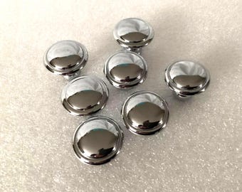 Chrome Cabinet Door Knobs, Vintage Toadstool Hardware Set of 7