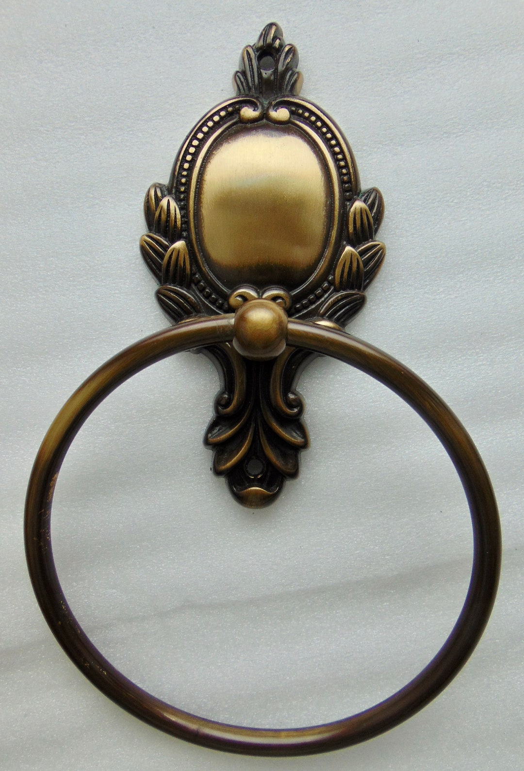 Victorian Antique Brass Finish Towel Ring Holder Scrolls Etsy