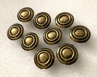 Dresser Bullseye Antique Brass Knobs Vintage Hardware set of 9