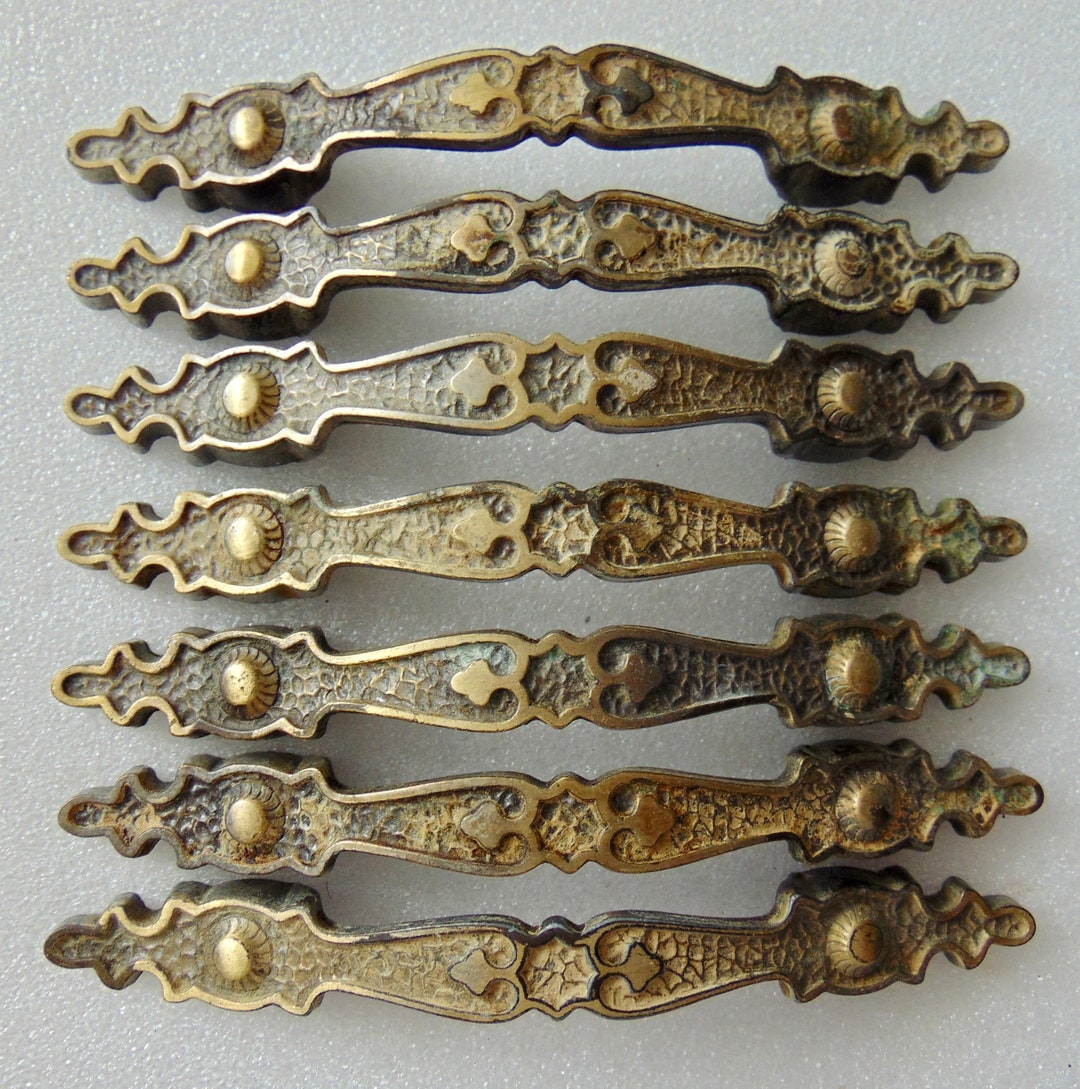 Vintage Antique Brass Pull Handle 3 in Center 7 Worn Desk