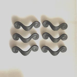 Faded Black Dresser Handles 3 inch CtC Vintage Pulls Set of 6