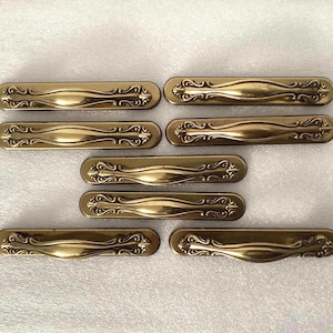3 in CTC Cabinet Handles, 8 Vintage Pulls & Back Plates, Amerock Antique Brass Hardware