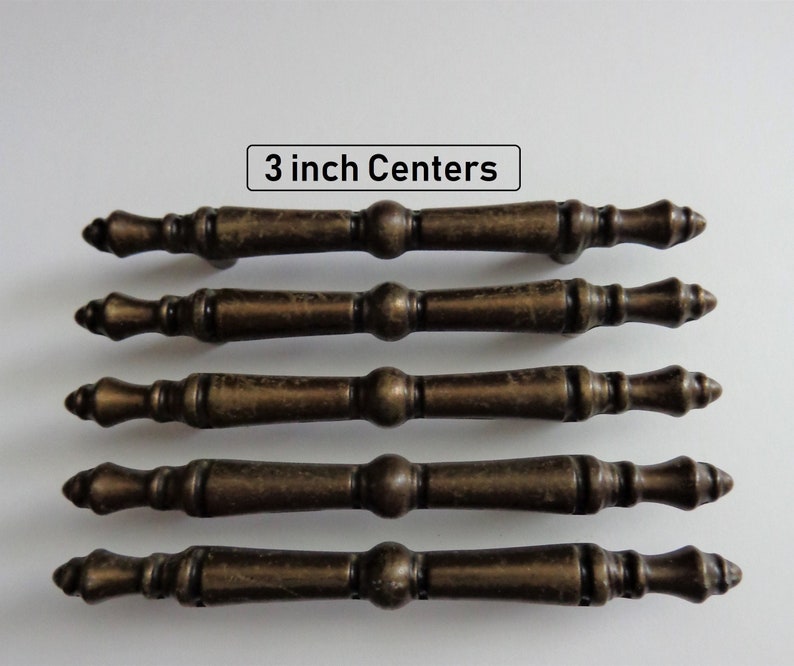 Vintage Antique Brass Pulls 3 Inch Center 5 Cabinet Etsy