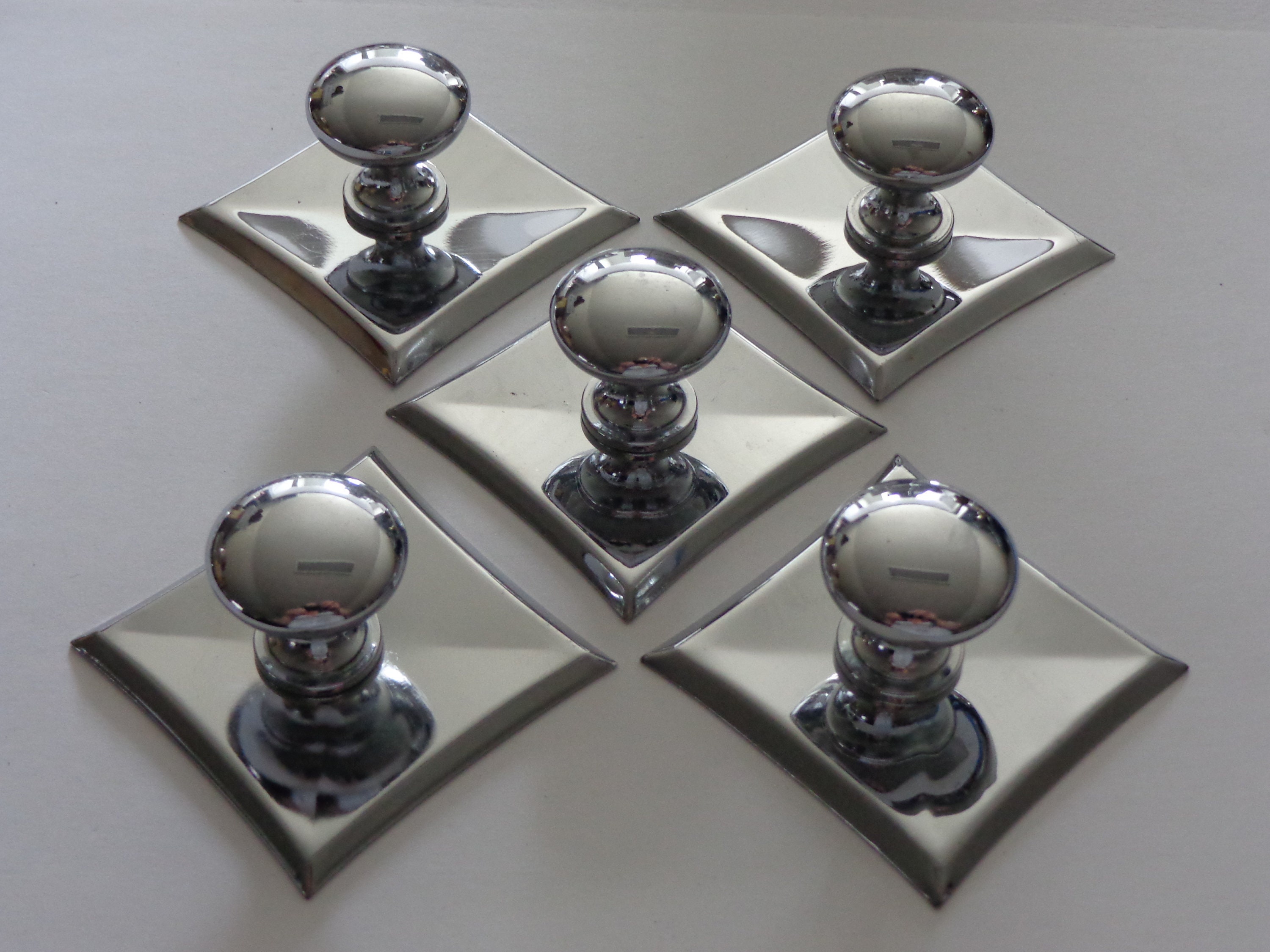 Silver Knobs with Backplates 5 Round Knob & Square Back Plate Etsy