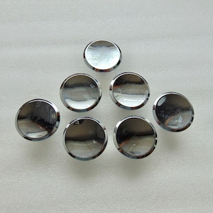 7 Chrome Round Knobs, Vintage Kitchen Cabinet Silver Hardware