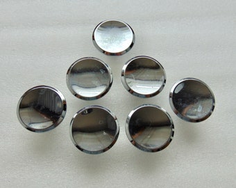 Vintage Chrome Cabinet Knobs glossy Silver Hardware Set of 7