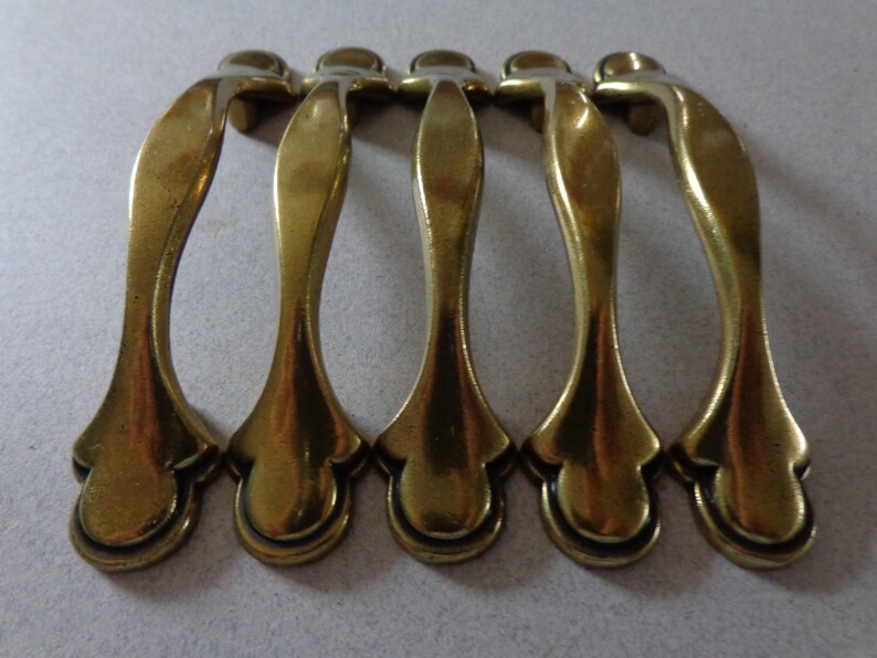 Vintage Gold Pulls Handles 3 in Centers 5 Antique Brass Etsy