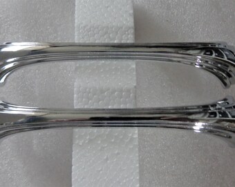 Modern Silver Chrome Handle Pull 5 in center 2 Desk Cabinet Dresser Handles Pulls Ridge flare ends Hardware 55557