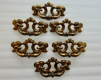 3 inch Traditional Dresser Pulls, 6 Bail Handles Vintage Antique Brass Hardware