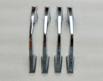 Chrome style - Silver Handles, 3 inch centers 4 Metal Cabinet, Dresser Pulls Flat Ends