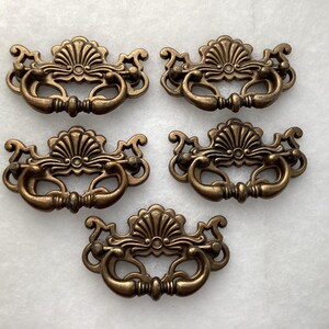 Traditional Drawer Bail Pulls 3.5 inch CtC Antique Brass Hardware Set of 5