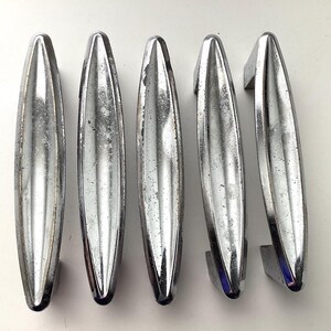 Vintage Chrome style Pulls 3 inch CtC Ajax Silver Hardware Set of 5