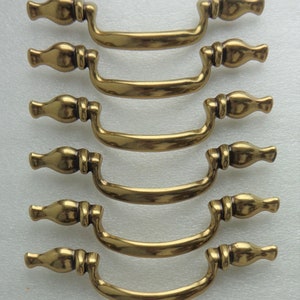 Vintage Amerock Faux Drop Pulls: Antique Brass Hardware, 3-inch Centers (Set of 6)