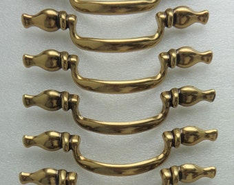 Faux Drawer Drop Pulls: 3 inch CtC Antique Brass Hardware Set of 6