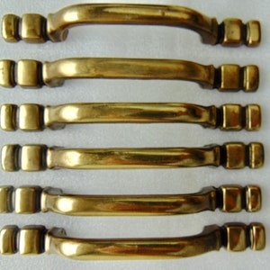 Antique Brass Dresser Drawer Pulls set of 6 - 3 in Center - National Lock Hardware