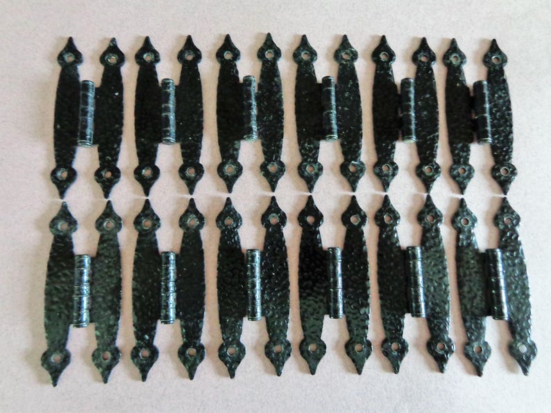 Colonial H Style Hinges 12 Black Hammered Cabinet Door Etsy