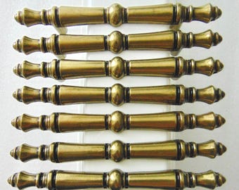 Cabinet Drawer Handles 3 inch CtC Antique Brass Hardware 283 Set of 7