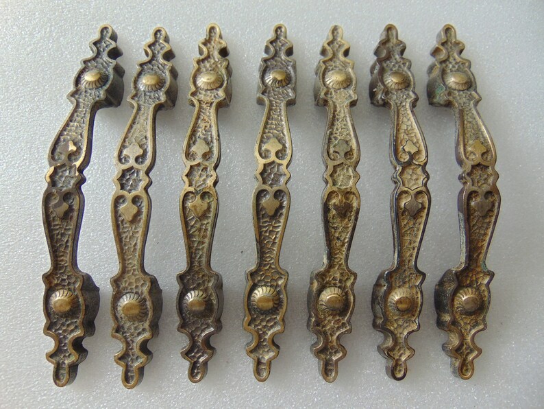 Vintage Antique Brass Pull Handle 3 in Center 7 Worn Etsy