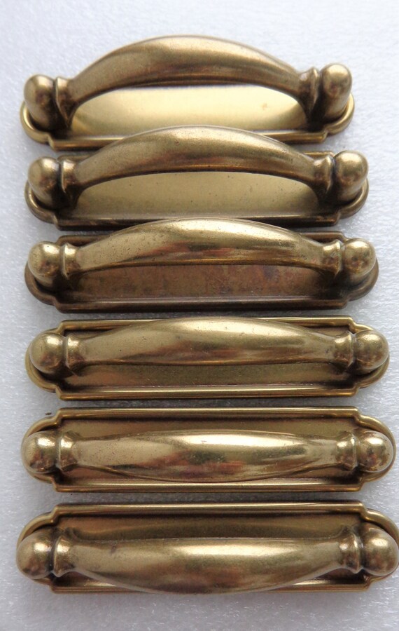 Vintage Small Antique Brass Pulls & Backplates 3 Inch Etsy