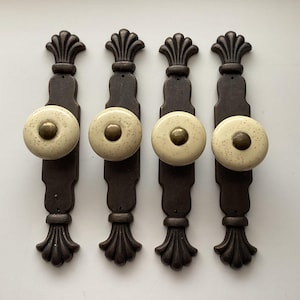 Speckled Knobs & Bronze Back Plates Hardware Set of 4