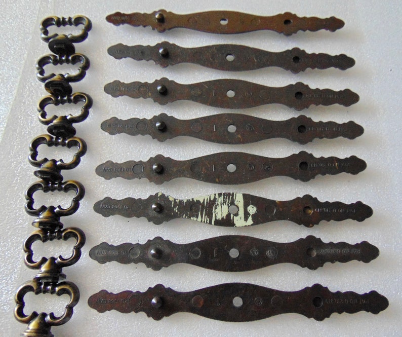 Antique Brass Finger Pull & Back Plate Sets 8 Amerock Ring Etsy