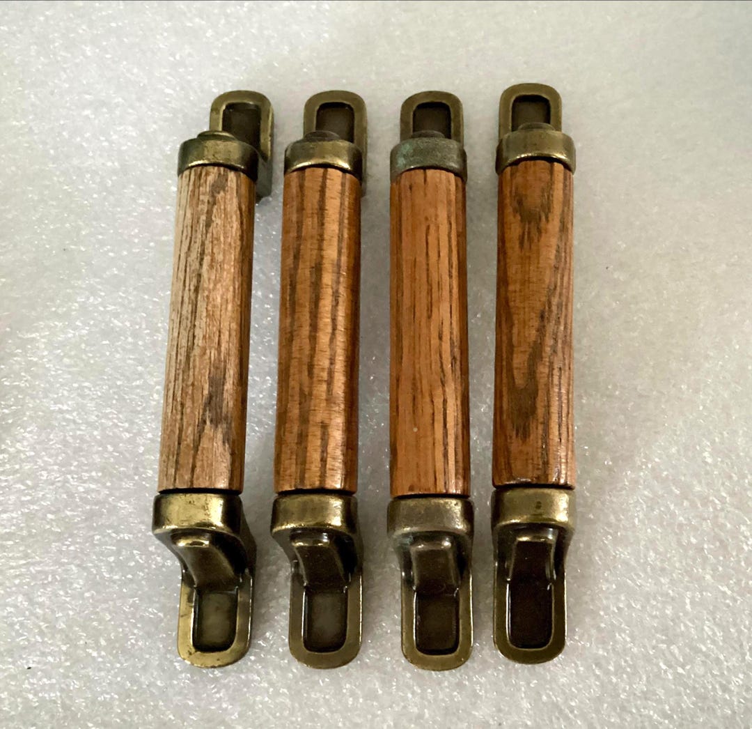 Antique Brass & Wood Drawer Pulls 3 Inch Ctc KBC 1609 Set of 4 - Etsy