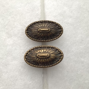 Oval Flower Knobs Vintage Antique Brass hefty Hardware Set of 2