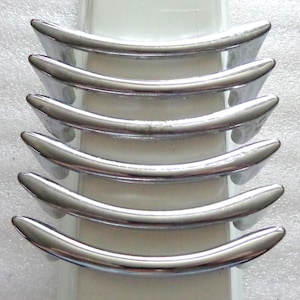 Set of 6 Chrome Handles, 2.75 in Centers, Vintage Silver Hardware