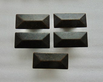 Dark Antique Brass Knobs 5 Rectangle Cabinet Desk Dresser Knobs Hardware