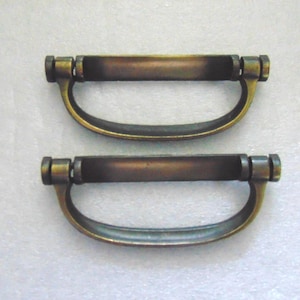 Antique Brass Drawer Handles, 2 Drop Pulls, 3 inch centers, KBC 11897 Hardware