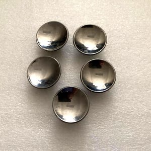 Set of 5 Large Chrome Cabinet Knobs Vintage Worn Silver Hardware