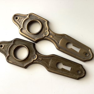 Small Escutcheon Plates Antique Brass Steel Key Hole Set of 2
