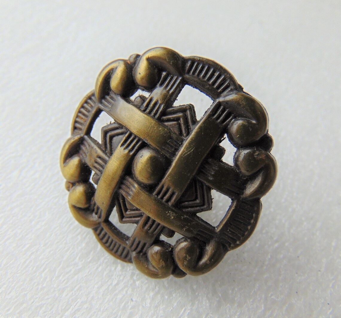 Basket Weave Knobs 6 Antique Brass Knobs Round Etsy