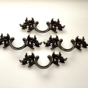 French Provincial Drawer Pulls 3 inch CtC Antique Brass Set of 4