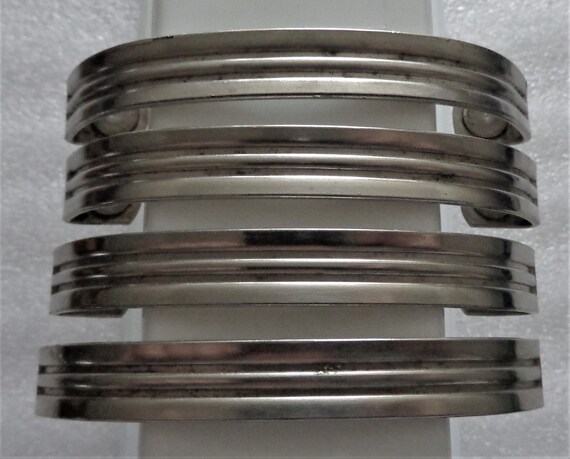 Vintage Silver - Chrome Style Steel Pulls - Handles, 3 inch centers, Ridges, 4 Cabinet, Dresser, Drawer Pull - Handle