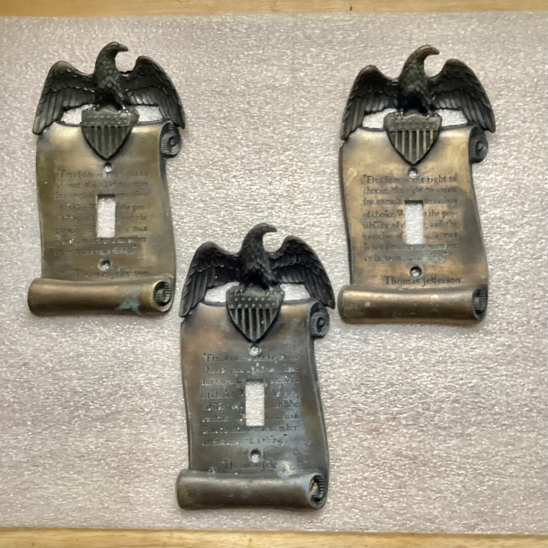3 Vintage Eagle Switch Plate Covers, Thomas Jefferson Verse, Antique ...